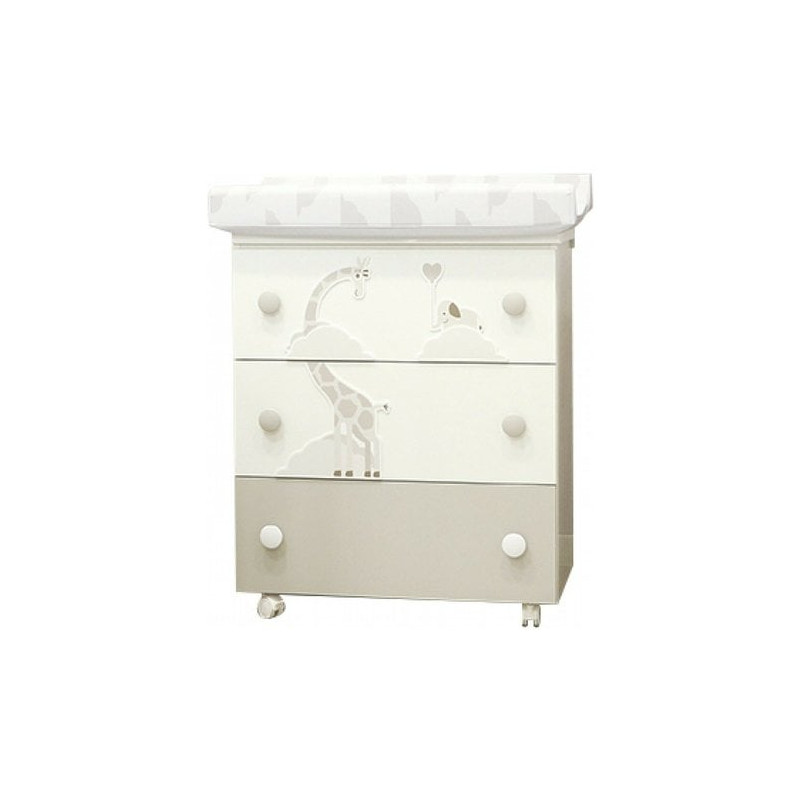 cassettiera fasciatoio pali savana taupe bianco