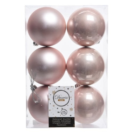 palline per albero natale amicasa 6pz rosa cipria