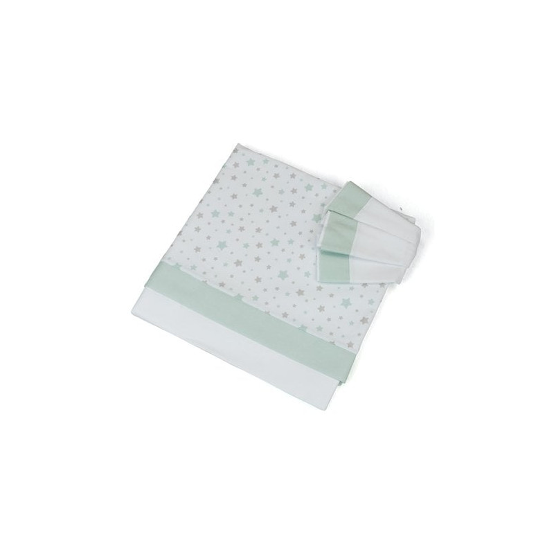 set lenzuolino baby idea stelline 3pz verde [l2006vd]