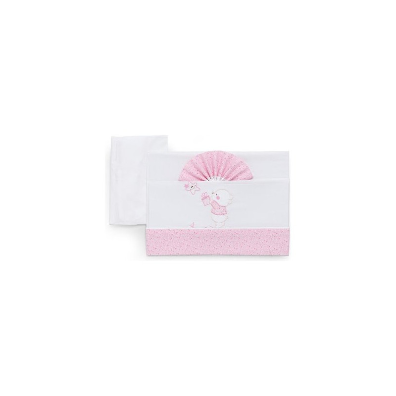 lenzuola carrozzina italbaby ricamata orso 3pz rosa