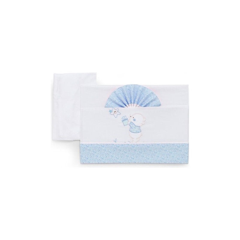 lenzuola carrozzina italbaby ricamata orso 3pz azzurro