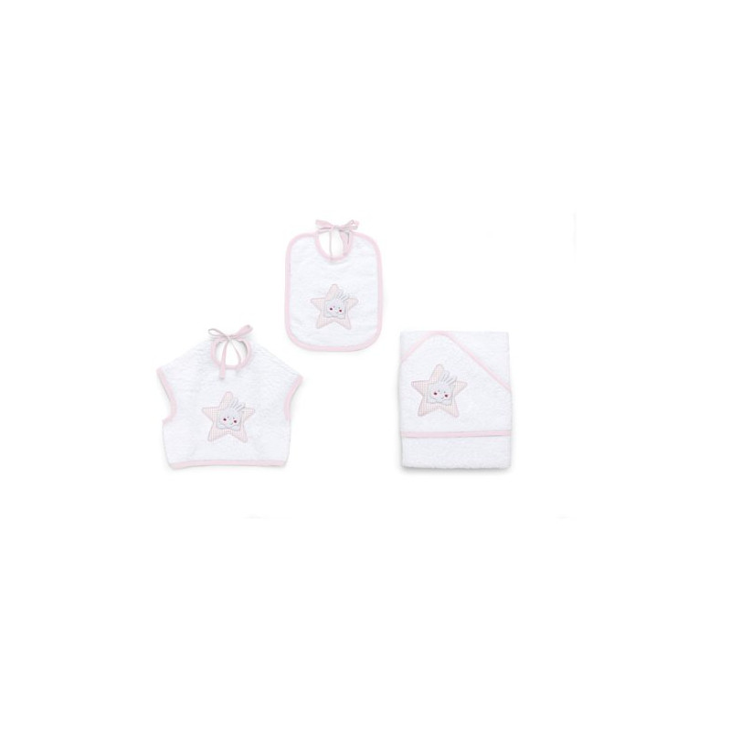 set bavaglini spugna italbaby stella 3pz rosa
