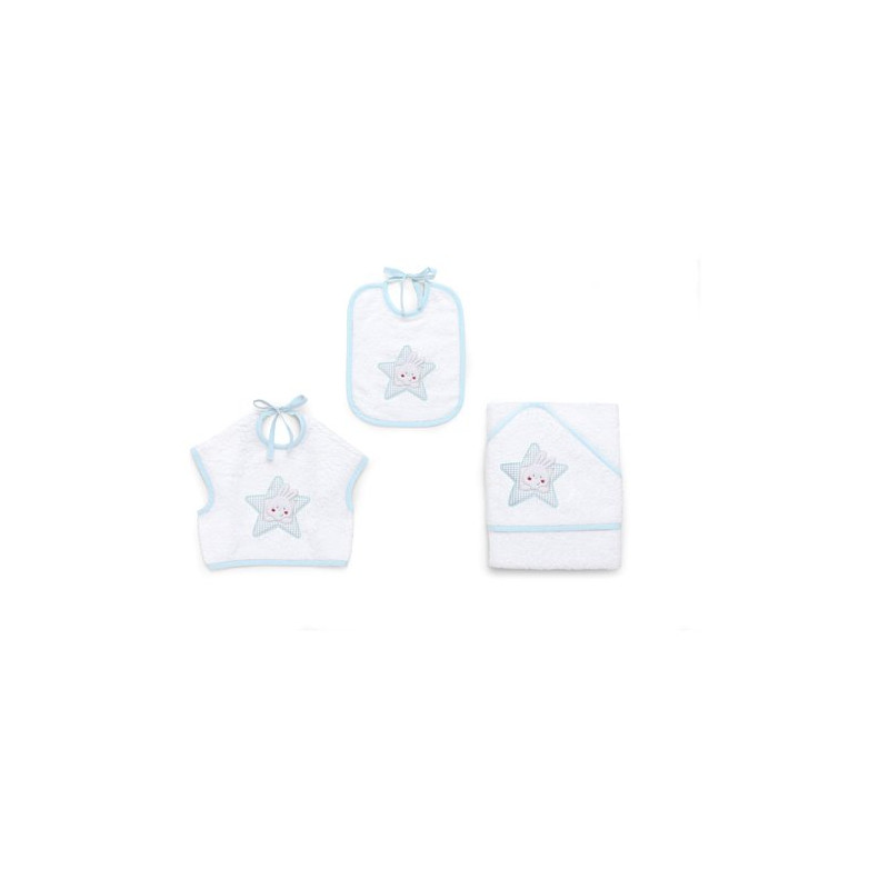 set bavaglini spugna italbaby stella 3pz azzurro