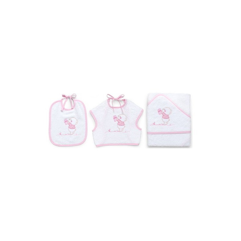 set bavaglini spugna italbaby ric orso 3pz rosa