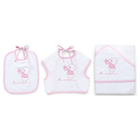 set bavaglini spugna italbaby ric orso 3pz rosa