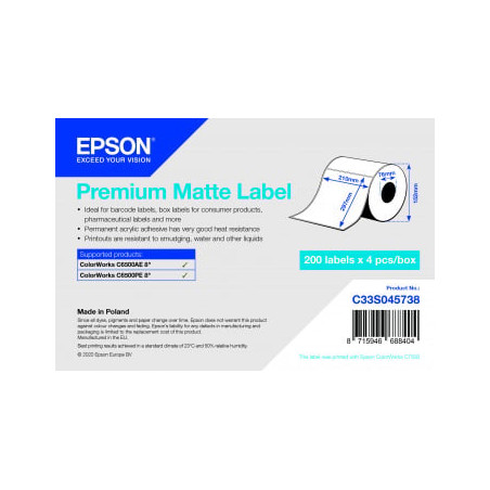 rotolo etichette epson premium di carta opaca 210mmx297mm 200 etichette