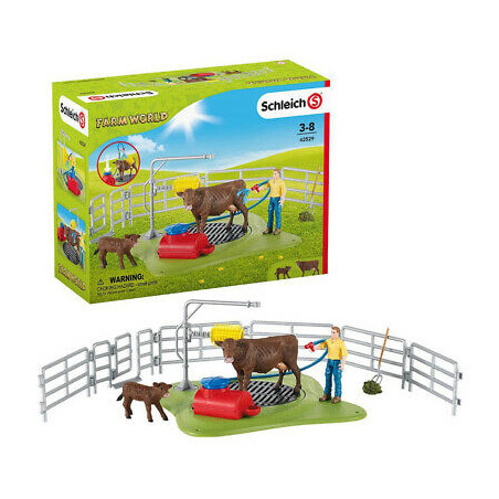 set da gioco schleich buon lavaggio della mucca [42529]