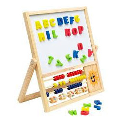 globo - lavagna in legno 2 in 1 con 26 lettere