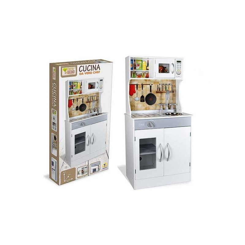 cucina giocattolo teorema per bambini con accessori in legno bianco