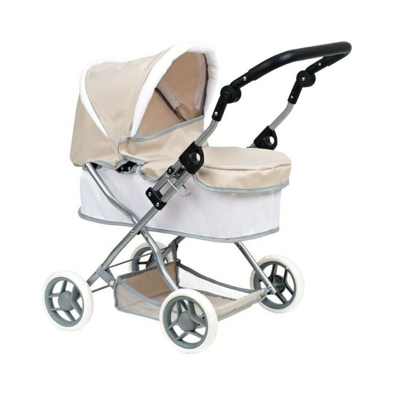 carrozzina bambole teorema con capottina in metallo bianco/beige