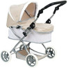carrozzina bambole teorema con capottina in metallo bianco/beige