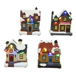 paesaggio natalizio kaemingk casetta microled x4 luci in plastica