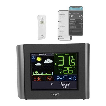 stazione meteo wlan tfa dostmann previsione per 12 - 24 ore grigio