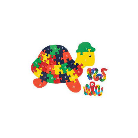 puzzle globo lettere/numeri legno 26pz [40592]