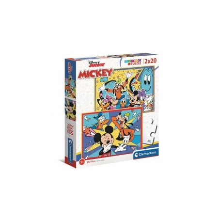 puzzle clementoni super color topolino mickey 2 x 20pz [wzclet0uc024791]