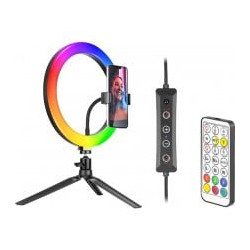 lampada ad anello tracer rgb con treppiede 26cm nero