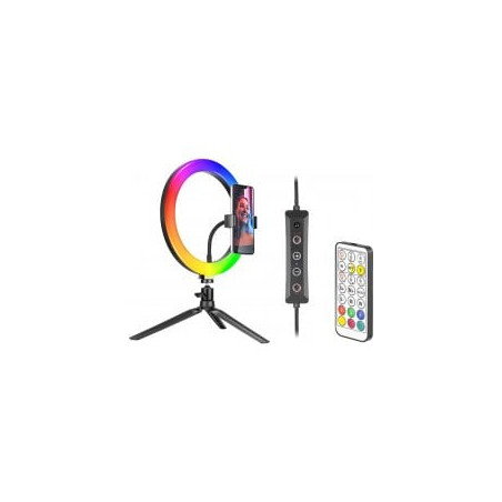 lampada ad anello tracer rgb con treppiede 26cm nero