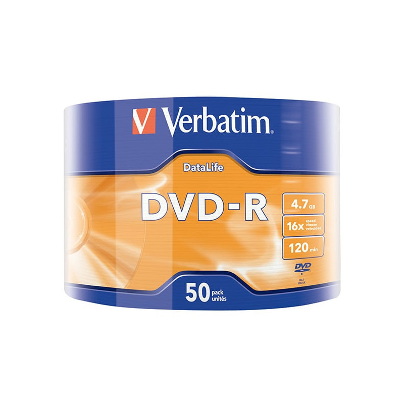 confezione dvd-r verbatim 4.7gb 16x 50pz [43791]