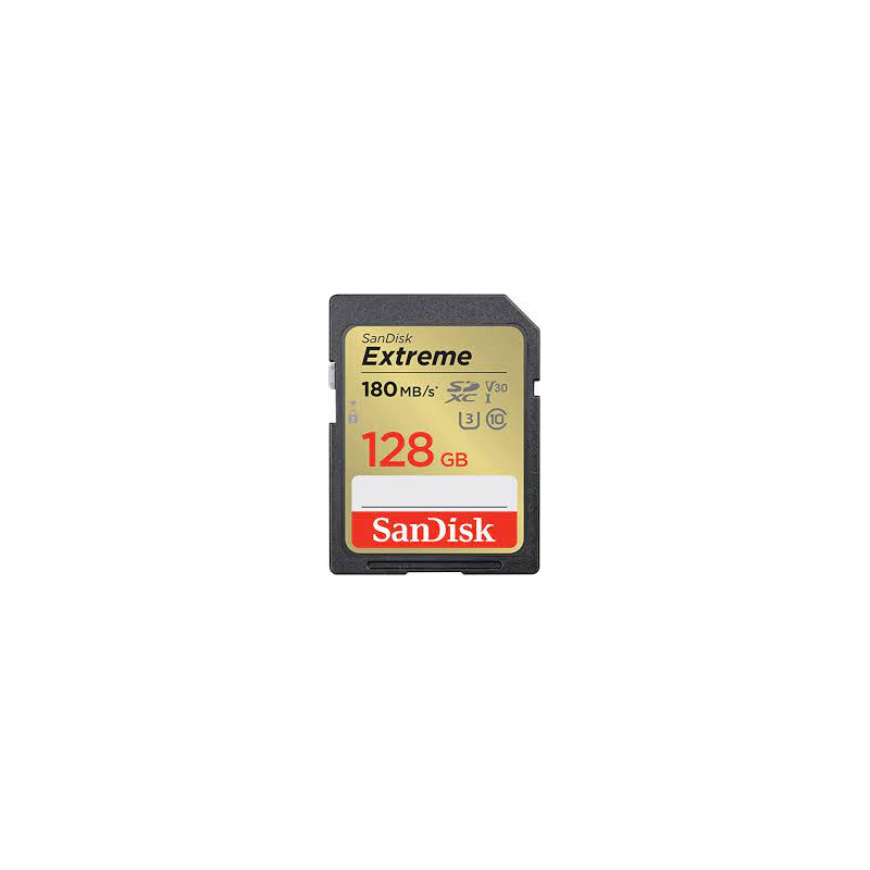 128gb scheda sdxc sandisk extreme 90/180 mb/s c10 v30 nero [sdsdxva-128g-gncin]