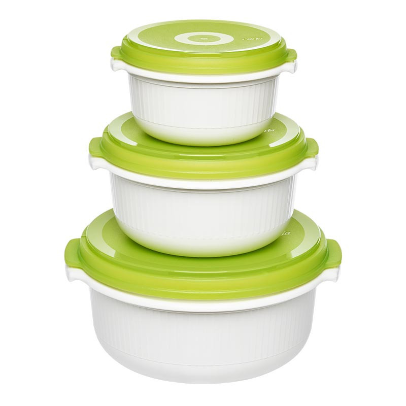 set pentola microonde emsa microfamily 0.5/1/1.5l bianco/verde [509741]