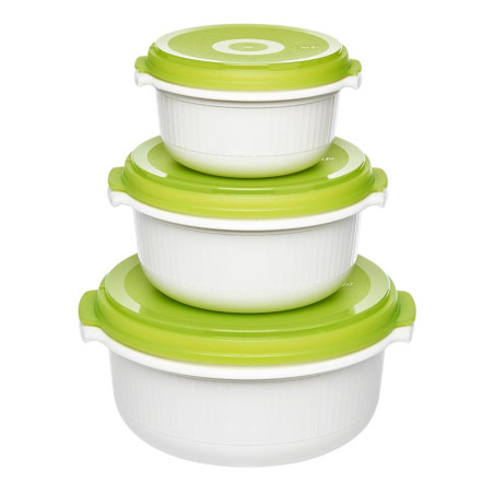 set pentola microonde emsa microfamily 0.5/1/1.5l bianco/verde [509741]