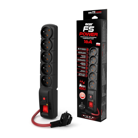 multipresa acar f5 power a 5 prese 16a 10m nero [w2301]