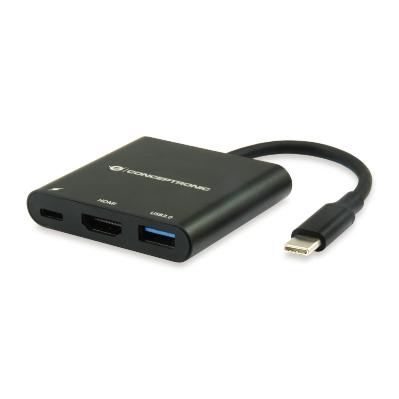docking station conceptronic donn01b 3in1 usb-c 60w nero [donn01b]