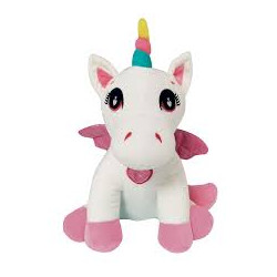 peluche ods baby unicorno pegasus 30cm bianco/rosa