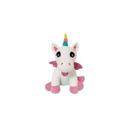peluche ods baby unicorno pegasus 30cm bianco/rosa