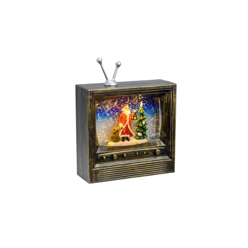 decorazione natalizia lotti tv palla di neve con babbo natale a led