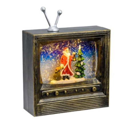 decorazione natalizia lotti tv palla di neve con babbo natale a led