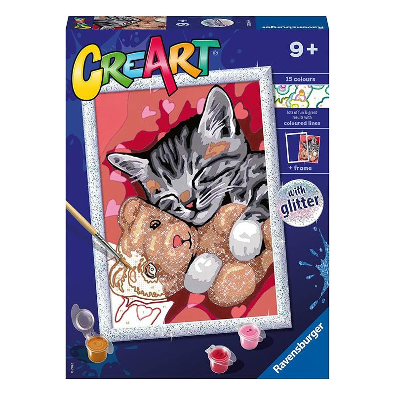 gioco creativo pittura ravensburger 20266 creart gattino e suo orsetto