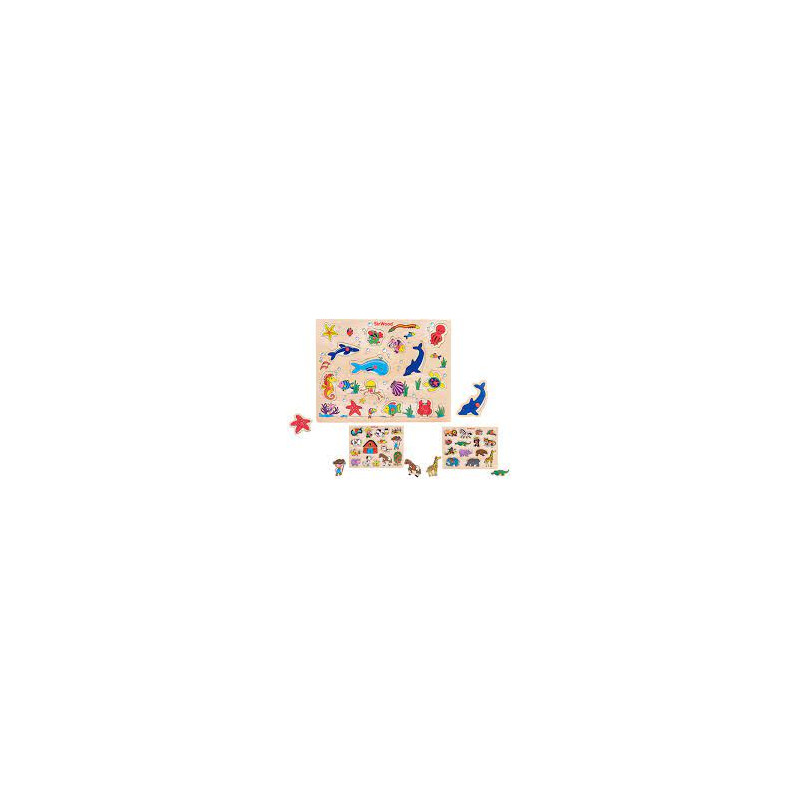 puzzle globo in legno con pioli 40x30cm multicolore