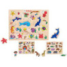 puzzle globo in legno con pioli 40x30cm multicolore