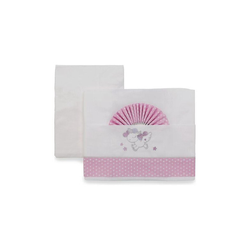 set lenzuola italbaby completo unicorn lilla per lettino parure bianco/rosa