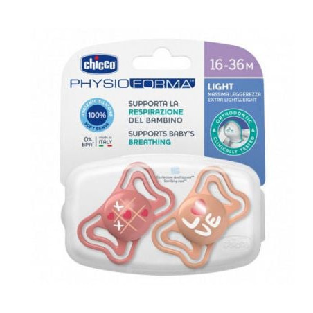 ciuccio chicco physioforma light 2pz silicone rosa