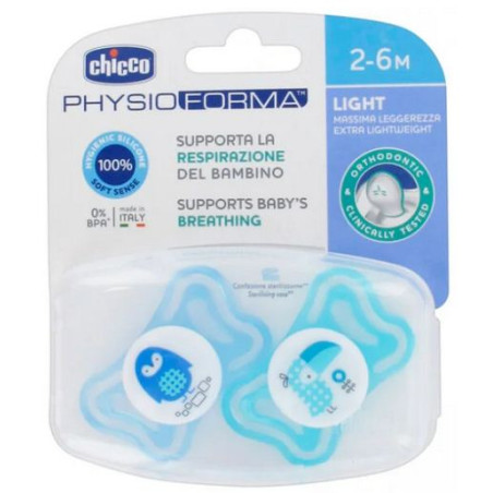 ciucio chicco physioforma light 2pz silicone azzurro