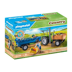 gioco da costruzione playmobil country trattore con rimorchio 42pz