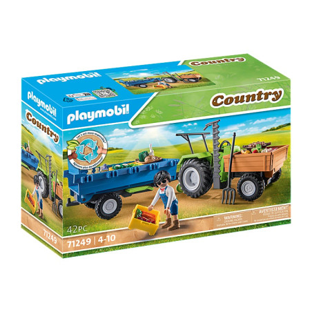 gioco da costruzione playmobil country trattore con rimorchio 42pz