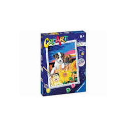 gioco creativo pittura ravensburger creart cagnolini con girasoli