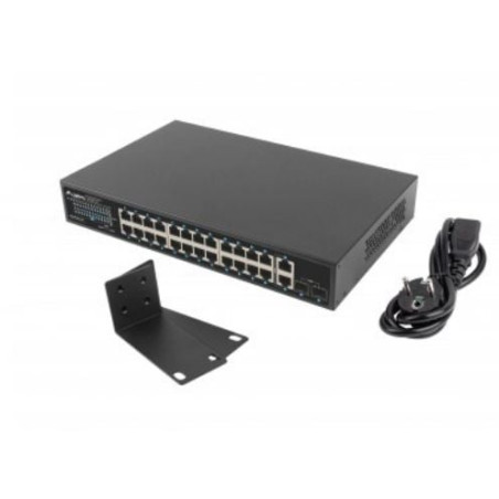 switch lanberg 24 ptos 1gb poe+/2x sfp 2x gbit ethernet 250w rack
