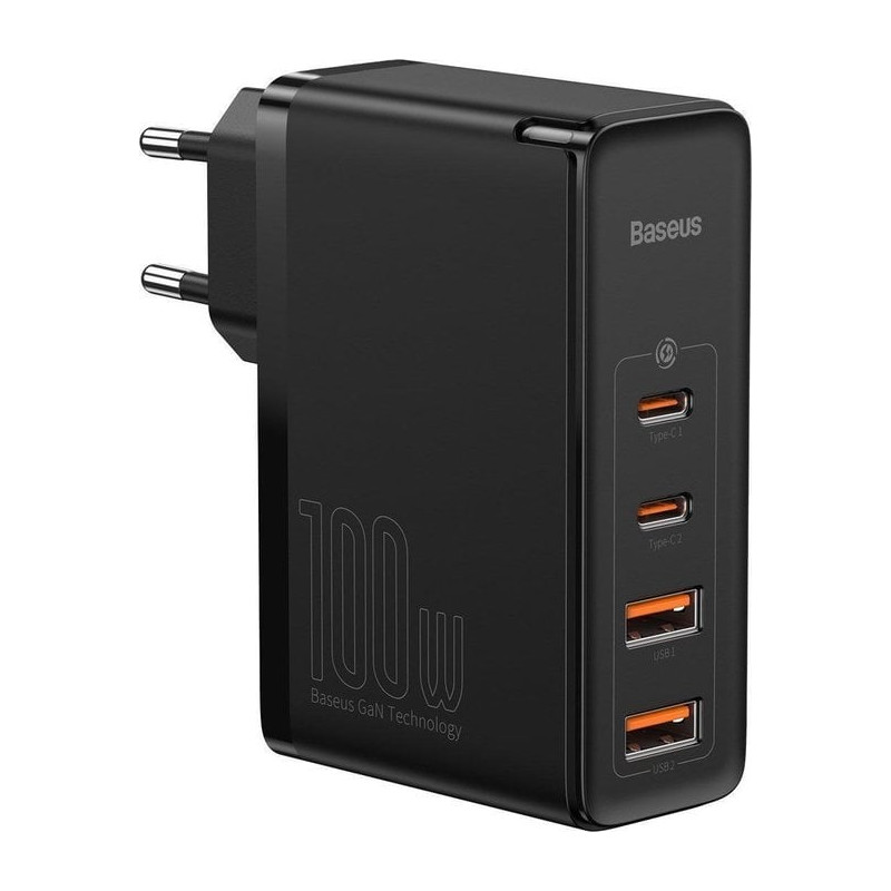 caricabatteria baseus gan2 pro 2xusb-a 2xusb-c 100w 3a nero