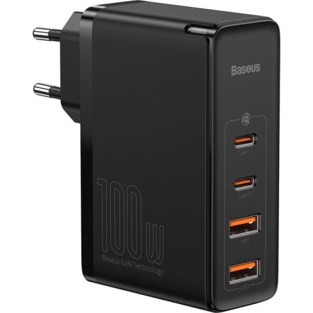 caricabatteria baseus gan2 pro 2xusb-a 2xusb-c 100w 3a nero