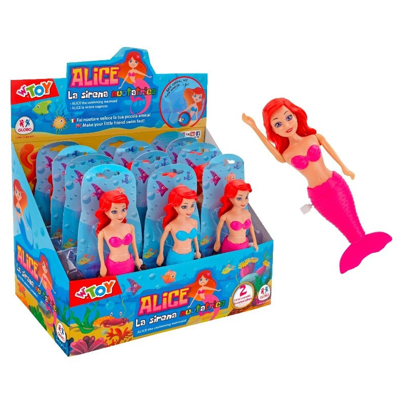 bambola globo sirena a molla in piscina 18cm 12 pz.