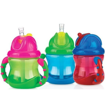 tazza nuby flip it con manici e cannuccia 240ml