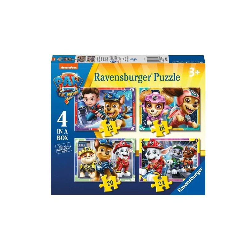 puzzle ravensburger 4 in una scatola paw patrol 12+16+20+24pz