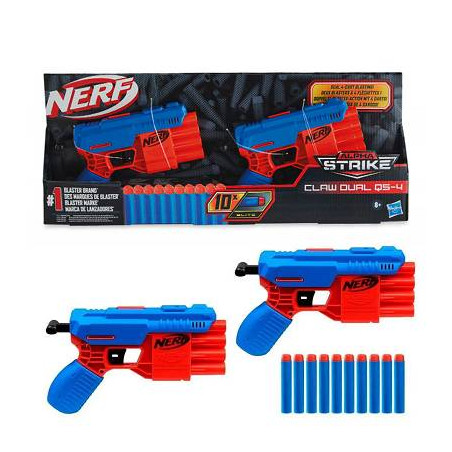 fucile nerf alpha strike claw dual qs-4 blu/rosso [f2464]