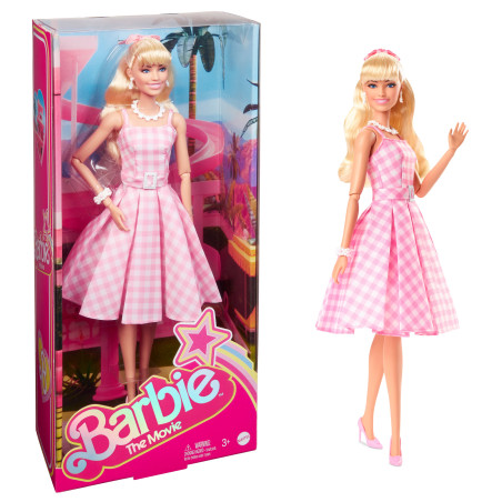 bambola alla moda barbie the movie - barbie in abito a quadretti