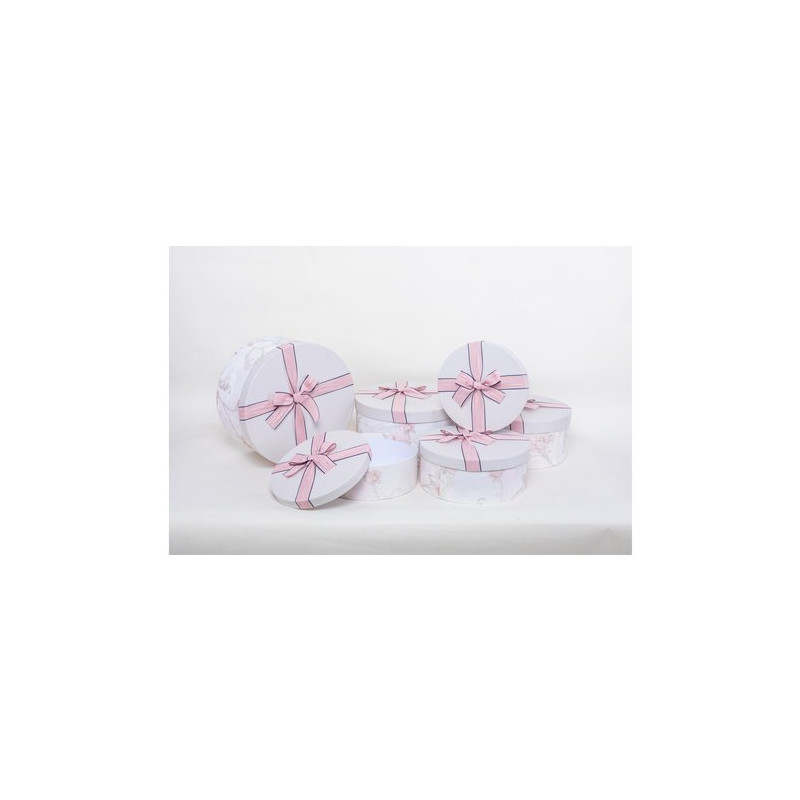 set di scatola amicasa as1133 6 con fiocco assortito 6pz rosa