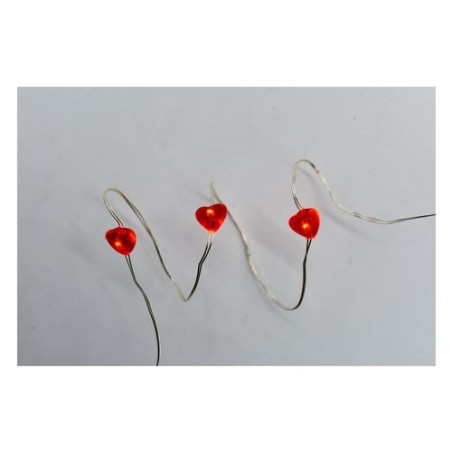 catena luci di natale pre qu' italia d1403 con 30 cuori rossi